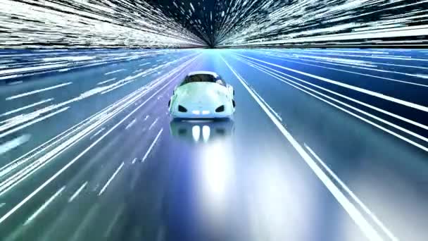 3Dレンダリングカーとドライバーなし車や自動運転車4K映像 — ストック動画