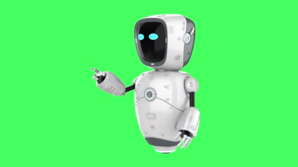 Punto Dito Assistente Robot Sullo Schermo Verde — Video Stock