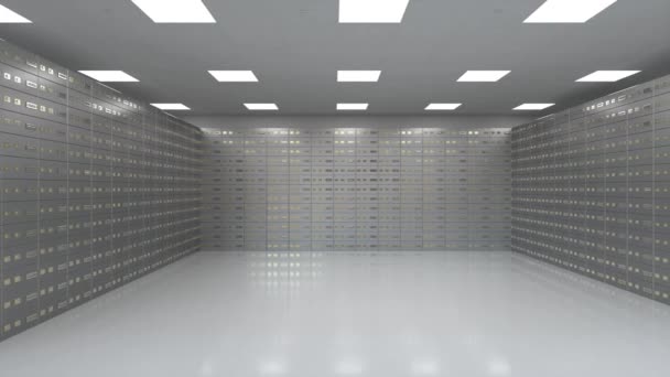 3Dレンダリング銀行保管庫のHd映像内の内部の安全な預金ボックス — ストック動画
