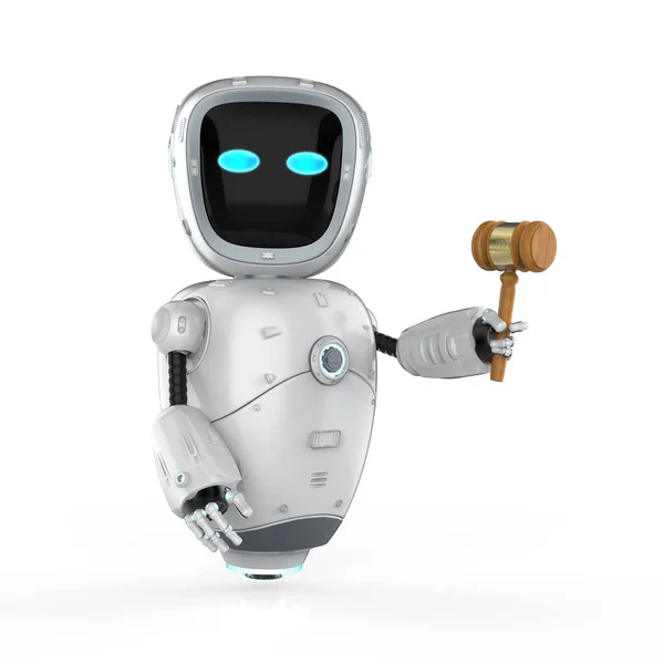 Internet Gesetzeskonzept Mit Rendering Assistenten Roboter Halten Schöffenrichter — Stockfoto