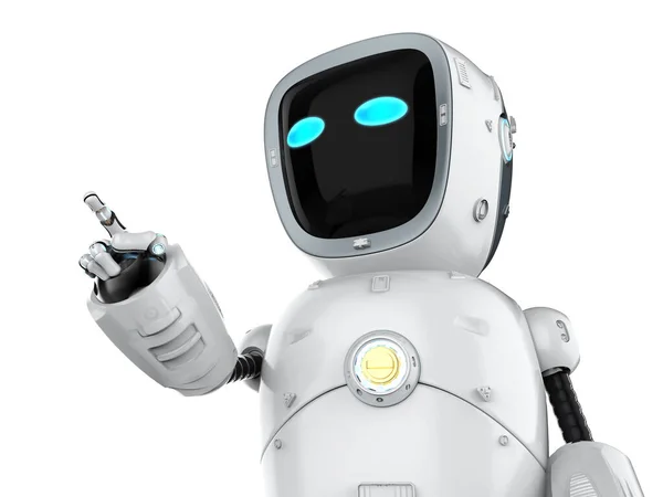 Renderizado Lindo Robot Inteligencia Artificial Asistente Robot Dedo Punto Aislado —  Fotos de Stock