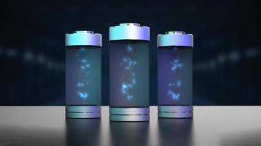 İçinde elektrik yükü olan silindirik pil grubu.