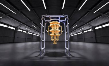 Koyu renk fabrikada 3D altın kuantum bilgisayar makinesi