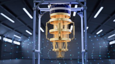 Koyu renk fabrikada 3D altın kuantum bilgisayar makinesi