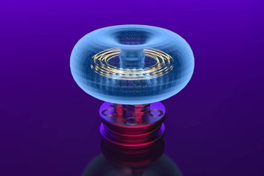 3D görüntüleme smr veya küçük modüler nükleer füzyon reaktör çekirdeği Torus şeklinde manyetik halka ile