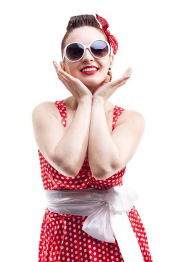 pin-up makyaj ve saç modeli poz kadın ile 