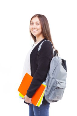 Öğrenci kız holding renkli Notebook