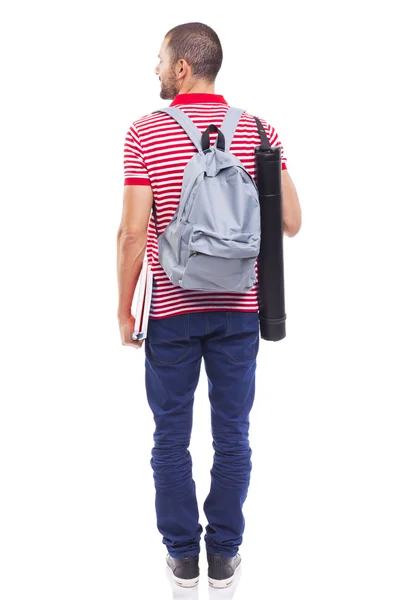 Студент стоїть з рюкзаком — стокове фото