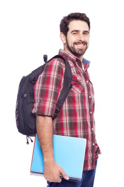 sırt çantası ve dizüstü bilgisayarlar ile öğrenci