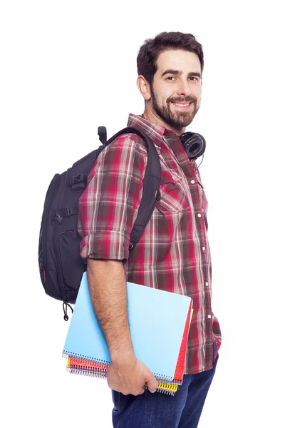 Estudante com mochila e cadernos — Fotografia de Stock