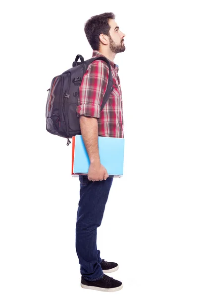 Студент з рюкзаком і блокнотами — стокове фото