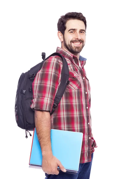 Μαθητής με σακίδιο και σημειωματάρια — Φωτογραφία Αρχείου