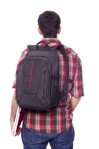 Студент з рюкзаком і блокнотами — стокове фото