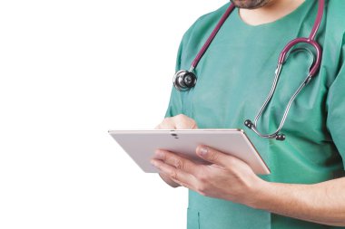 Erkek doktor dijital Tablet kullanma