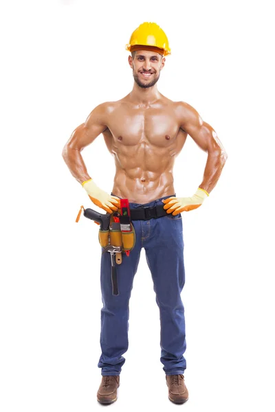 Portrait of a attractive muscular worker — Stock Photo, Image