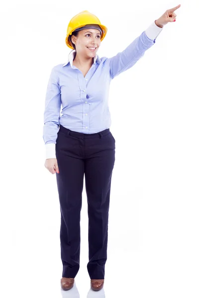 Female engineer pointing — Stock Photo, Image