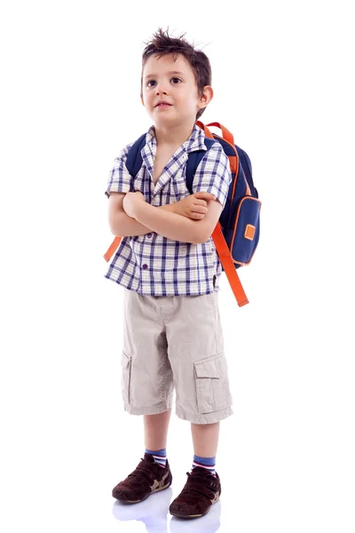 Bambino della scuola con le braccia incrociate — Foto Stock