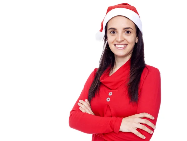 Santa fille avec les bras croisés — Photo