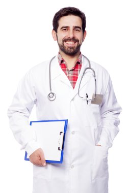 Portre yakışıklı tıp doktoru bir Pano tutarak ayırmak