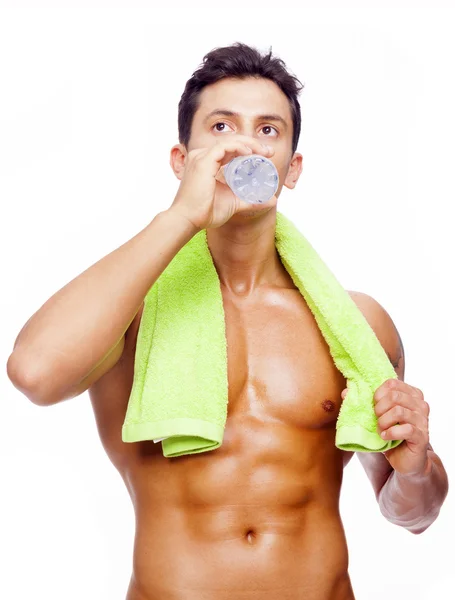 Fit man drinking water — Stock Photo, Image