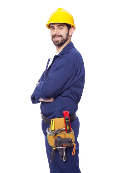 Retrato de un atractivo contratista sonriente, aislado en bac blanco —  Fotos de Stock