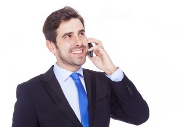 İş adamı telefonda konuşuyor.