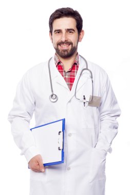 Doktor elinde bir dosya tutuyor.
