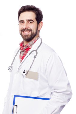 Doktor elinde bir dosya tutuyor.