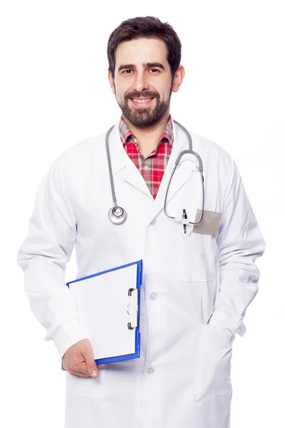 Läkare som håller i en skrivskiva — Stockfoto