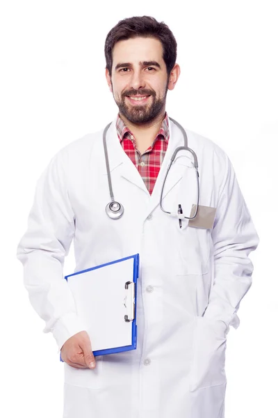 Médico segurando uma área de transferência — Fotografia de Stock