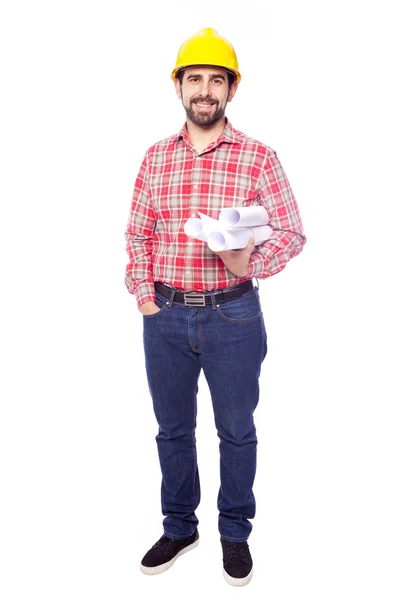 Architect holding blueprints — Stock Photo, Image