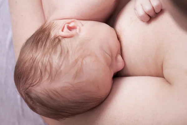 Novorozené dítě kojení — Stock fotografie
