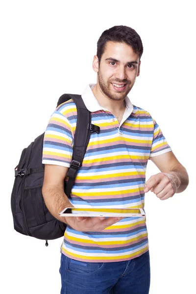 Student hält Tablet-PC in der Hand — Stockfoto