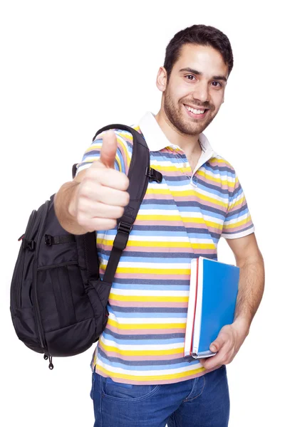 Feliz estudiante pulgares arriba — Foto de Stock