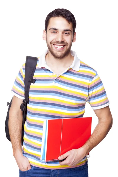 Счастливый улыбающийся студент стоит — стоковое фото