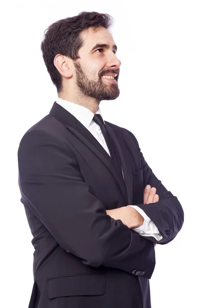 Hombre de negocios sonriente pensando — Foto de Stock