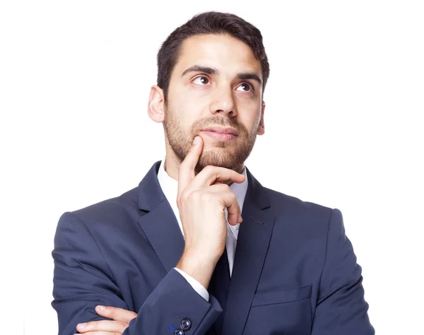 Thoughtful businessman looking up — Stock Photo, Image