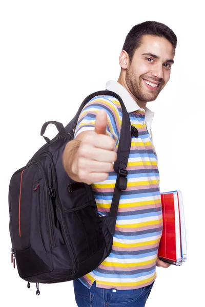 Joyeux sourire étudiant pouces levés — Photo