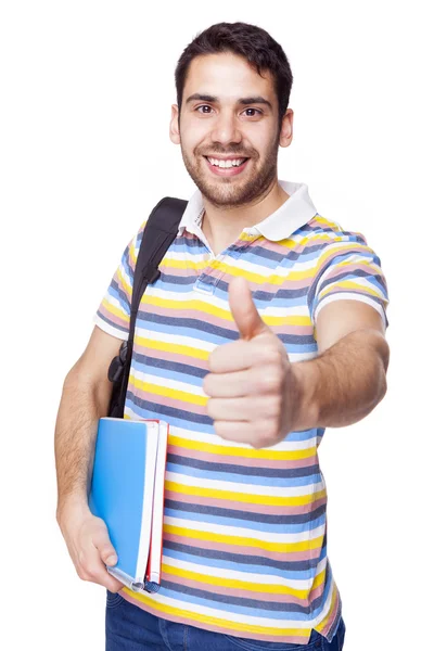 Happy smiling student thumbs up Stock Image