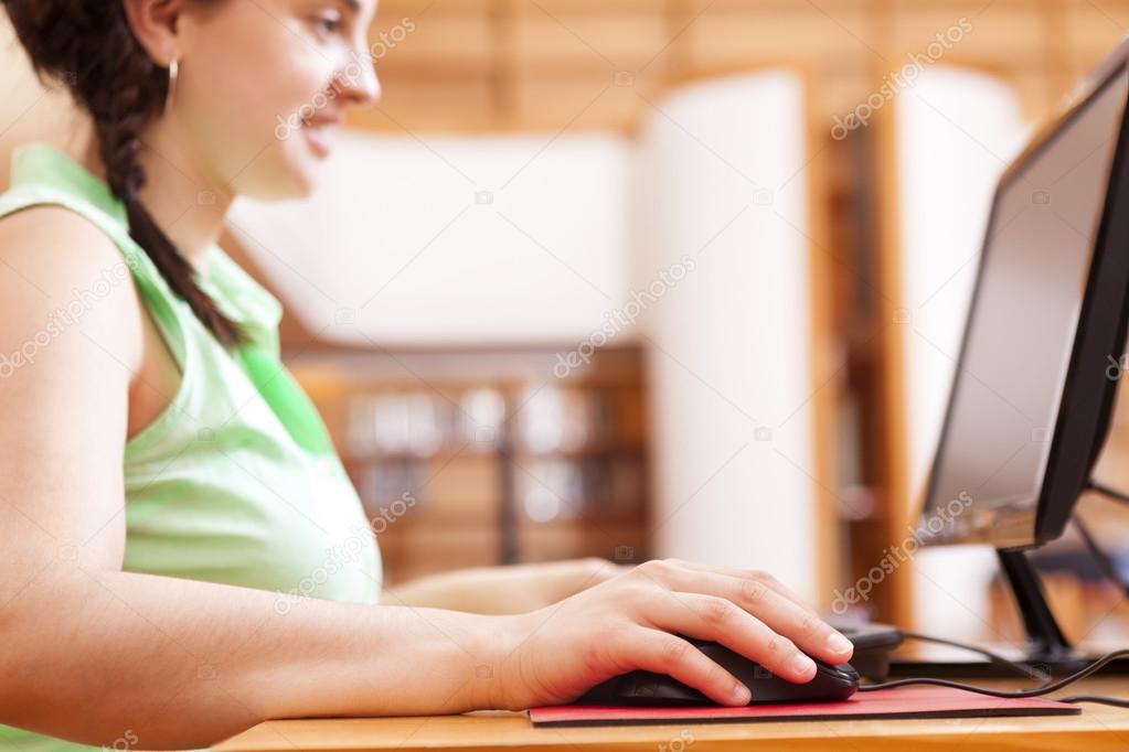 Student using the computer