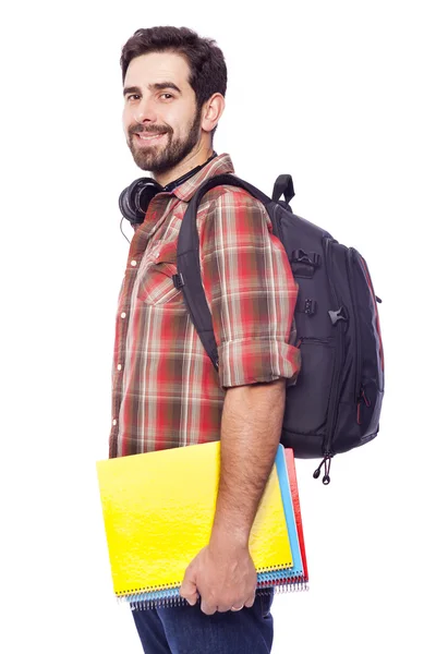 Portret van een knappe lachende student — Stockfoto