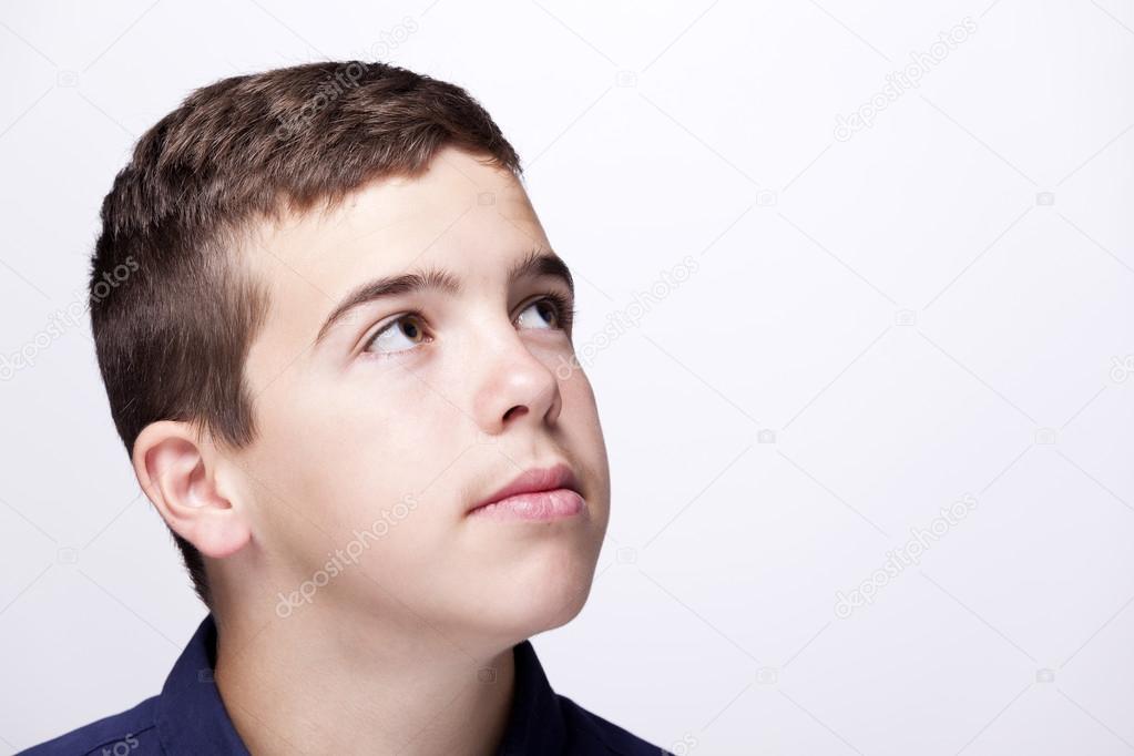 Closeup portrait of a pensive boy