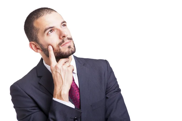 Thoughtful businessman on white background — Stock Photo, Image