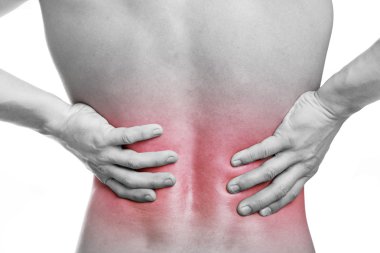 Sırt ağrısı tutan bir adam Close-Up