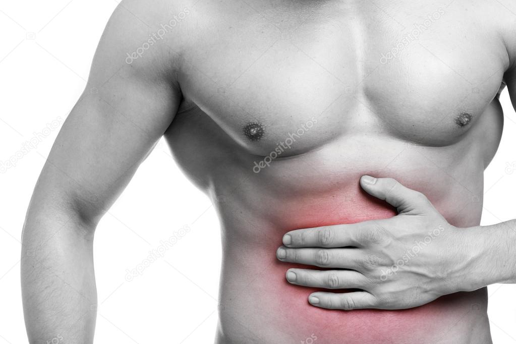 Fit man with stomach pain