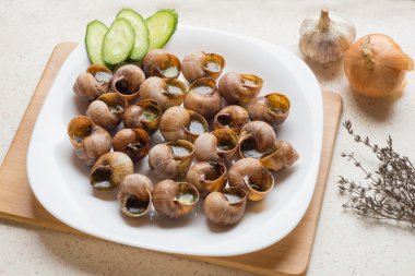 Pişmiş salyangoz (salyangoz) - geleneksel Portekiz sn Üstten Görünüm