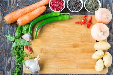 Sebze yemek için hazır. Metin için yer.