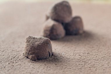 Çikolata şeker kakao tozu üzerinde