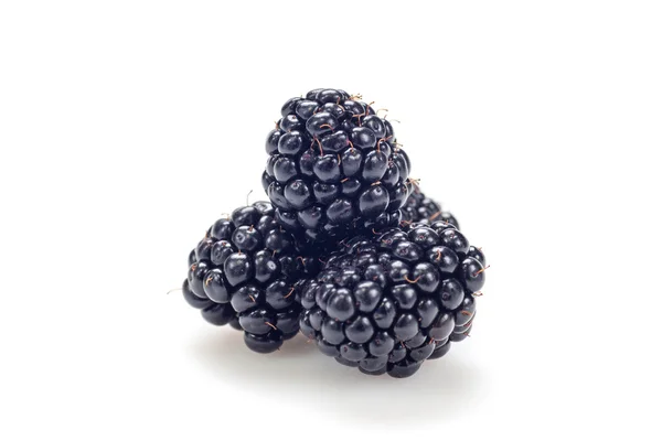 Three blackberries on the white background. — Stock Photo, Image