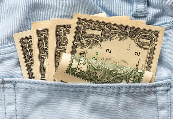 Pack of Dollars in pocket — Stock Photo, Image